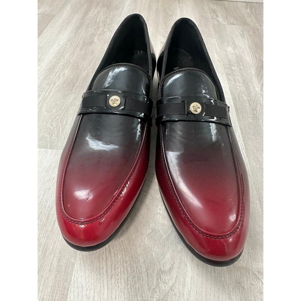 Versace Men's Black Cherry Ombre Patent Leather Medusa Loafers Italy sz 44 us 10 - Picture 4 of 12